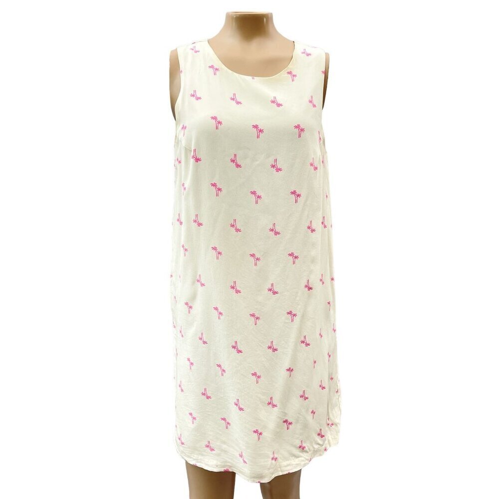 Amanda Uprichard Silk Sleeveless Shift Dress‎ Pink Palm Tree Print Size S